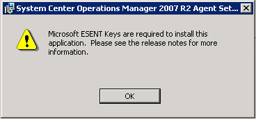 ESENT Error Dialog